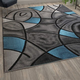 English Elm 8' x 10' Abstract Area Rug - Olefin Rug with Jute Backing - Living Room, Bedroom, & Family Room