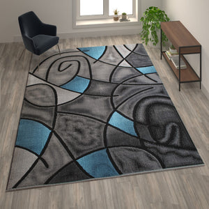 English Elm 8' x 10' Abstract Area Rug - Olefin Rug with Jute Backing - Living Room, Bedroom, & Family Room