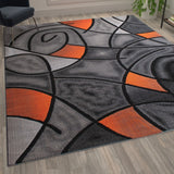 English Elm 8' x 10' Abstract Area Rug - Olefin Rug with Jute Backing - Living Room, Bedroom, & Family Room