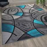 English Elm 8' x 10' Abstract Area Rug - Olefin Rug with Jute Backing - Living Room, Bedroom, & Family Room