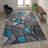 English Elm 8' x 10' Abstract Area Rug - Olefin Rug with Jute Backing - Living Room, Bedroom, & Family Room