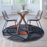 English Elm 5' x 5' Round Abstract Area Rug - Olefin Rug with Jute Backing - Living Room, Bedroom, Family Room