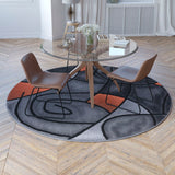 English Elm 7' x 7' Round Abstract Area Rug - Olefin Rug with Jute Backing - Living Room, Bedroom, Family Room