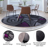 English Elm 7' x 7' Round Abstract Area Rug - Olefin Rug with Jute Backing - Living Room, Bedroom, Family Room