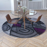 English Elm 7' x 7' Round Abstract Area Rug - Olefin Rug with Jute Backing - Living Room, Bedroom, Family Room