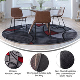 English Elm 7' x 7' Round Abstract Area Rug - Olefin Rug with Jute Backing - Living Room, Bedroom, Family Room