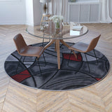 English Elm 7' x 7' Round Abstract Area Rug - Olefin Rug with Jute Backing - Living Room, Bedroom, Family Room