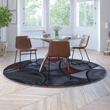 English Elm 7' x 7' Round Abstract Area Rug - Olefin Rug with Jute Backing - Living Room, Bedroom, Family Room