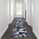 Geometric 2' x 10' Color Block Area Rug - Stain-Resistant Olefin/Jute - Modern Design for Entryway, Living Room