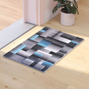 English Elm 2' x 3' Color Blocked Area Rug - Olefin Rug with Jute Backing - Entryway, Living Room, or Bedroom