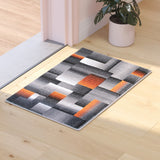 English Elm 2' x 3' Color Blocked Area Rug - Olefin Rug with Jute Backing - Entryway, Living Room, or Bedroom