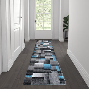 English Elm 2' x 7' Color Blocked Area Rug - Olefin Rug with Jute Backing - Entryway, Living Room, or Bedroom