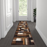 English Elm 2' x 7' Color Blocked Area Rug - Olefin Rug with Jute Backing - Entryway, Living Room, or Bedroom