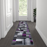 English Elm 2' x 7' Color Blocked Area Rug - Olefin Rug with Jute Backing - Entryway, Living Room, or Bedroom