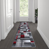 English Elm 2' x 7' Color Blocked Area Rug - Olefin Rug with Jute Backing - Entryway, Living Room, or Bedroom