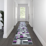 3' x 16' Color Blocked Area Rug - Olefin Rug with Jute Backing - Entryway, Living Room, or Bedroom