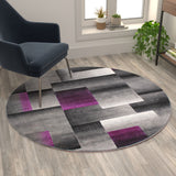 5' x 5' Round Color Blocked Area Rug - Olefin Rug with Jute Backing - Entryway, Living Room, or Bedroom