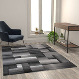 English Elm 5' x 7' Color Blocked Area Rug - Olefin Rug with Jute Backing - Entryway, Living Room, or Bedroom