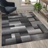 English Elm 5' x 7' Color Blocked Area Rug - Olefin Rug with Jute Backing - Entryway, Living Room, or Bedroom