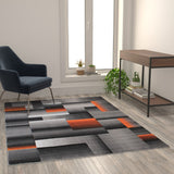 English Elm 5' x 7' Color Blocked Area Rug - Olefin Rug with Jute Backing - Entryway, Living Room, or Bedroom