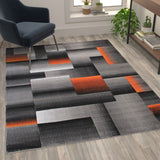 English Elm 5' x 7' Color Blocked Area Rug - Olefin Rug with Jute Backing - Entryway, Living Room, or Bedroom