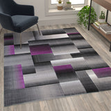 English Elm 5' x 7' Color Blocked Area Rug - Olefin Rug with Jute Backing - Entryway, Living Room, or Bedroom