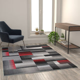 English Elm 5' x 7' Color Blocked Area Rug - Olefin Rug with Jute Backing - Entryway, Living Room, or Bedroom