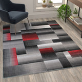 English Elm 5' x 7' Color Blocked Area Rug - Olefin Rug with Jute Backing - Entryway, Living Room, or Bedroom