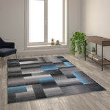 English Elm 6' x 9' Color Blocked Area Rug - Olefin Rug with Jute Backing - Entryway, Living Room, or Bedroom