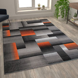 English Elm 6' x 9' Color Blocked Area Rug - Olefin Rug with Jute Backing - Entryway, Living Room, or Bedroom