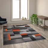 English Elm 6' x 9' Color Blocked Area Rug - Olefin Rug with Jute Backing - Entryway, Living Room, or Bedroom