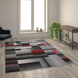 English Elm 6' x 9' Color Blocked Area Rug - Olefin Rug with Jute Backing - Entryway, Living Room, or Bedroom