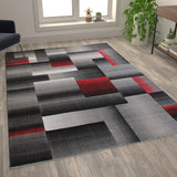 English Elm 6' x 9' Color Blocked Area Rug - Olefin Rug with Jute Backing - Entryway, Living Room, or Bedroom