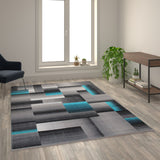 English Elm 6' x 9' Color Blocked Area Rug - Olefin Rug with Jute Backing - Entryway, Living Room, or Bedroom