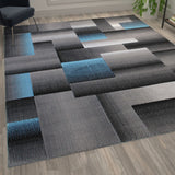 English Elm 8' x 10' Color Blocked Area Rug - Olefin Rug with Jute Backing - Entryway, Living Room, or Bedroom