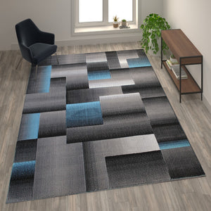 English Elm 8' x 10' Color Blocked Area Rug - Olefin Rug with Jute Backing - Entryway, Living Room, or Bedroom