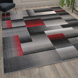 English Elm 8' x 10' Color Blocked Area Rug - Olefin Rug with Jute Backing - Entryway, Living Room, or Bedroom