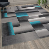 English Elm 8' x 10' Color Blocked Area Rug - Olefin Rug with Jute Backing - Entryway, Living Room, or Bedroom