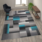 English Elm 8' x 10' Color Blocked Area Rug - Olefin Rug with Jute Backing - Entryway, Living Room, or Bedroom