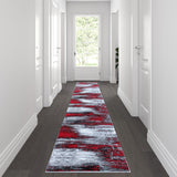 English Elm 2' x 10' Abstract Area Rug - Olefin Rug with Jute Backing for Hallway, Entryway, Bedroom, Living Room