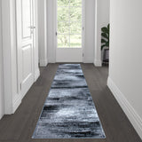 English Elm 2' x 7' Abstract Area Rug - Olefin Rug with Jute Backing for Hallway, Entryway, Bedroom, Living Room