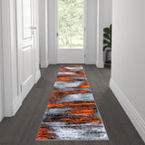 English Elm 2' x 7' Abstract Area Rug - Olefin Rug with Jute Backing for Hallway, Entryway, Bedroom, Living Room