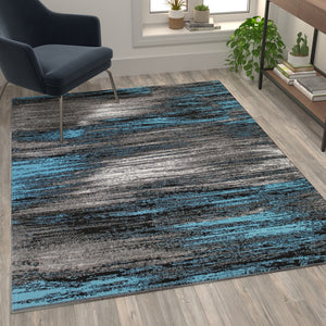 English Elm 5' x 7' Scraped Design Area Rug - Olefin Rug with Jute Backing - Living Room, Bedroom, Entryway