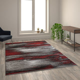 English Elm 6' x 9' Scraped Design Area Rug - Olefin Rug with Jute Backing - Living Room, Bedroom, Entryway