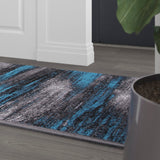 English Elm 2' x 10' Abstract Area Rug - Olefin Rug with Jute Backing for Hallway, Entryway, Bedroom, Living Room