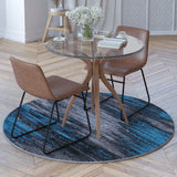 English Elm 5' x 5' Round Abstract Area Rug - Olefin Rug with Jute Backing - Living Room, Bedroom, & Family Rooms