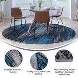 English Elm 7' x 7' Round Abstract Area Rug - Olefin Rug with Jute Backing - Living Room, Bedroom, & Family Rooms