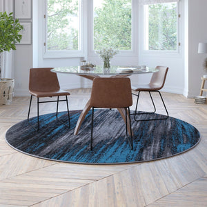 English Elm 7' x 7' Round Abstract Area Rug - Olefin Rug with Jute Backing - Living Room, Bedroom, & Family Rooms