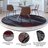 English Elm 7' x 7' Round Abstract Area Rug - Olefin Rug with Jute Backing - Living Room, Bedroom, & Family Rooms