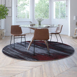 English Elm 7' x 7' Round Abstract Area Rug - Olefin Rug with Jute Backing - Living Room, Bedroom, & Family Rooms